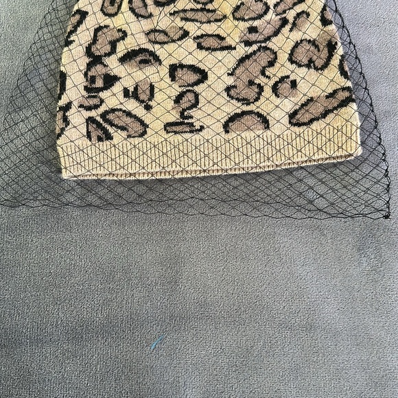 BCBGMAXAZRIA Leopard Print Beanie With Mesh Detail - Picture 3 of 6